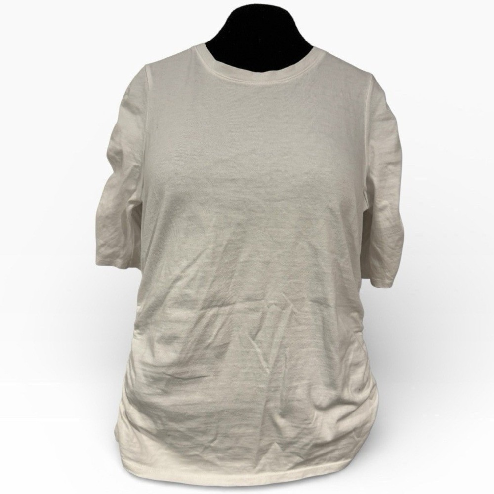 Rag & Bone Women's Ruched Tee White Size S/P Side‎ & Sleeve Detail